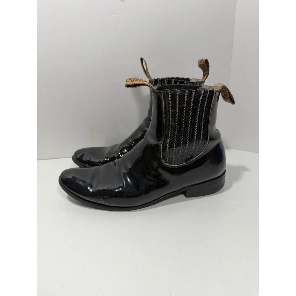 Falcon Bota y Botin Black Patent Leather Chelsea Boots Made Mexico‎ rodeo boots